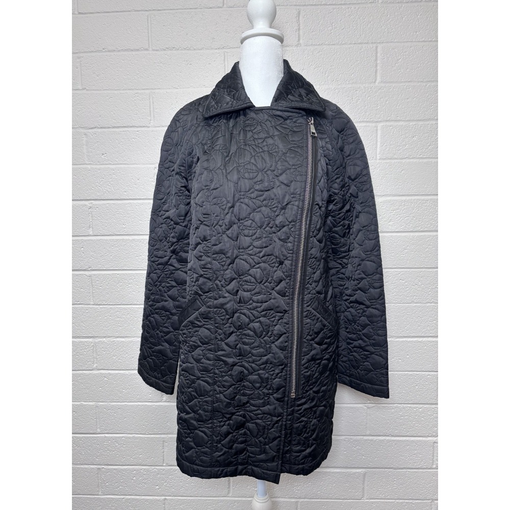 Karl Lagerfeld Paris Quilted Jacket Full Zip Pockets Black Womens S/CH/P